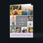 Lila Geburtstag 10 Foto Collage Grid Monogramm Karte<br><div class="desc">Moderner,  lila Lavendel-10-Foto-Collage Raster mit lila und grau bearbeitbaren Farben und moderner Typografie,  fügen Sie Ihr Monogramm.</div>