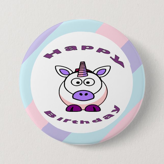 Lila Geburtstag von Unicorn Button (Vorderseite)