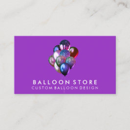 Lila Geburtstagsparty Dekoration Glitzer Balloons Visitenkarte