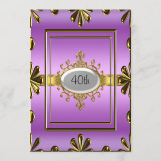 Lila Geburtstagsparty Einladung violettGold