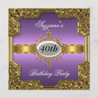 Lila Geburtstagsparty-Glamour - Hot Invasion Einladung