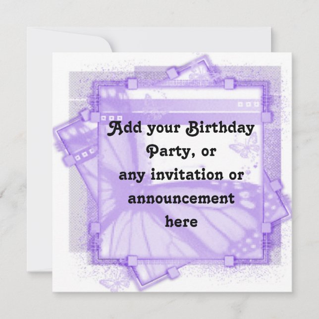 Lila Geburtstagsparty oder Mehrzweckeinladung Einladung (Vorderseite)