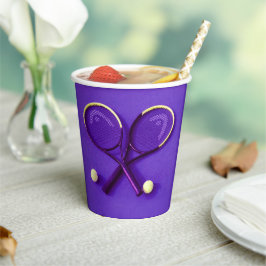 Lila Geburtstagsparty-Rackets und Balls-Tennis Pappbecher