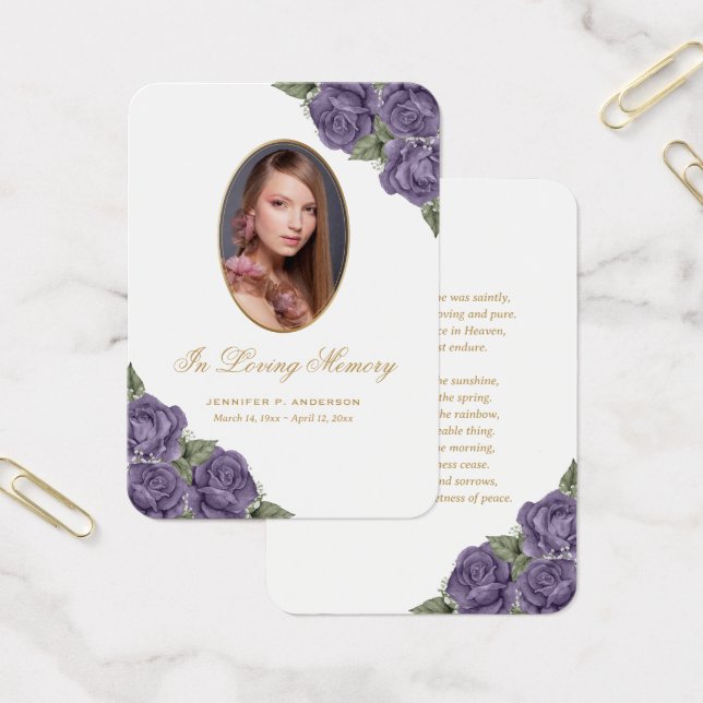 Lila Gedenkkarte für das Beerdigungsgebet (Büro)