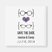 Lila Geeky Brille Rettet das Datum Magnet