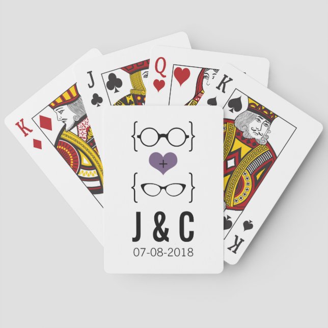 Lila Geeky Glasses Spielkarten (Rückseite)