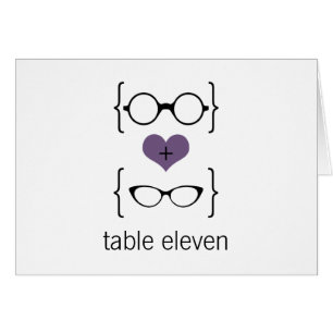 Lila Geeky Glasses Tischnummer Card