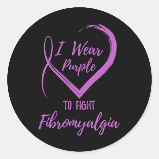 Lila gegen Fibromyalgie Runder Aufkleber (Vorderseite)