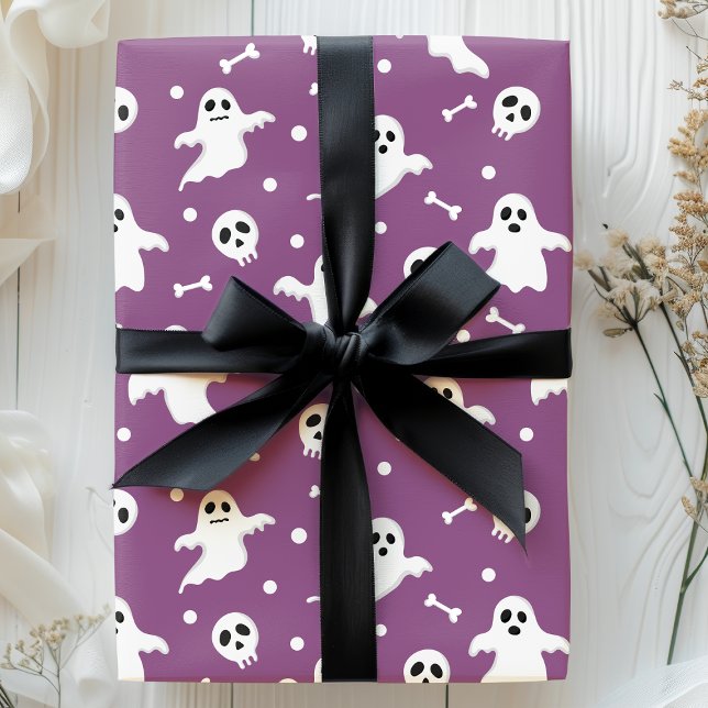 Lila Geister und Skulls Halloween Geschenkpapier (Von Creator hochgeladen)