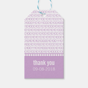 Lila Gek Chic Binary Code Geschenktasten Geschenkanhänger