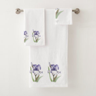 Lila gekräuselte Iris Badhandtuch Set