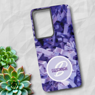 Lila gekräuselte zerkleinerte Papier-Monogramm Samsung Galaxy Hülle