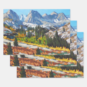 Lila-gelb-blau-blau-grün Geschenkpapier Set