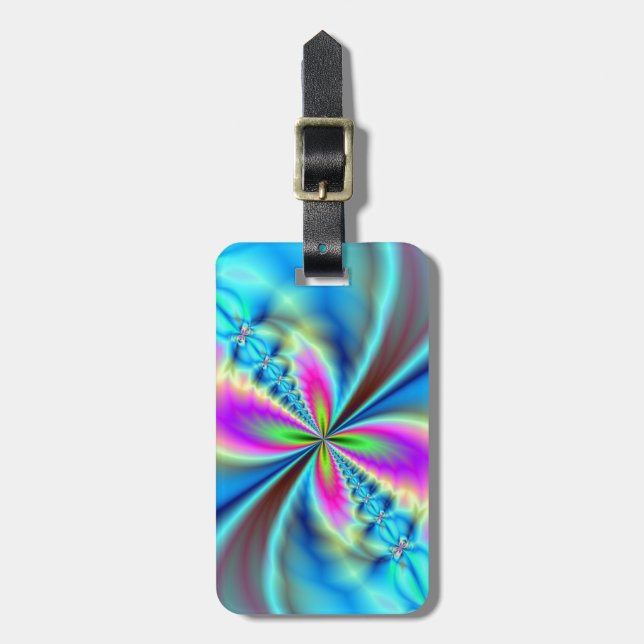 Lila-Gelb-Blaue glühende Flügel Gepäckanhänger (Vorderseite vertikal)