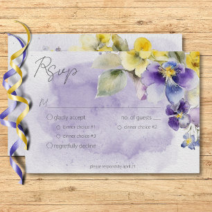 Lila-gelb-blütenfarbene Hochzeitsessen RSVP Karte