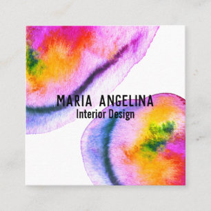 Lila Gelb des bunten Wirbel des Watercolor Quadratische Visitenkarte
