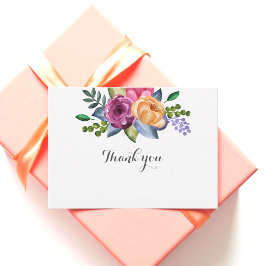Lila Gelb floral Danke einfach weiß Mitteilungskarte