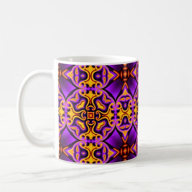Lila-Gelb-Gemustert-Kaffee-Tasse Kaffeetasse (Links)