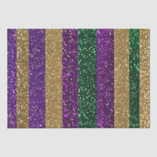 Lila Gelb Grün Mardi Gras Glitter-Muster Seidenpapier