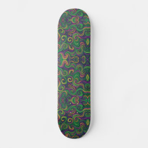 Lila-gelb-grün Mardi Gras Wirbel abstrakt Skateboard
