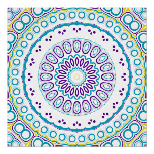 Lila-Gelb-Mandala-Kaleidoskop-Medallion Poster
