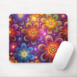 LILA GELB ORANGE GROOVIGE HIPPIE-MUSTER MOUSEPAD