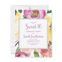 Lila Gelb Rosa Blumensüß 16 Geburtstag