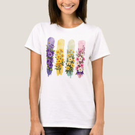 LILA GELB ROSA GRÜNE WILDBLUMEN T-Shirt