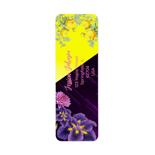 Lila & gelb Rose Modernes Boho farbenfroh, blumenr (Vorne)