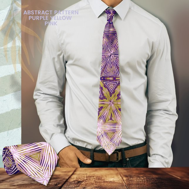 Lila-Gelb-Schwarz-Muster Neck Tie Krawatte (Purple, pink, yellow pattern Neck tie)