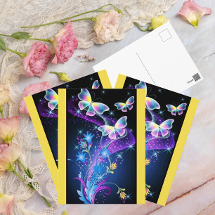 Lila-Gelbblauer Schmetterling Postkarte