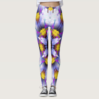 lila gelbe abstrakte Blume Leggings