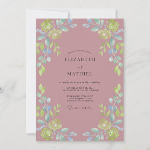Lila Gelbe Blatt Hochzeit Einladung