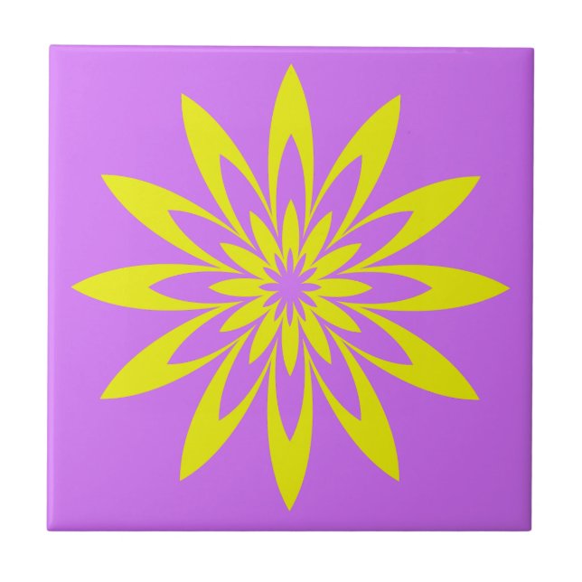 Lila-Gelbe Blume Fliese (Vorderseite)