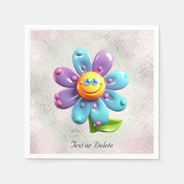 Lila-Gelbe Blumen Napkins Serviette (Vorderseite)