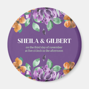 Lila-gelbe Blumen Save The Date Magnet