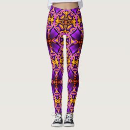 Lila Gelbe Gemusterte Leggings