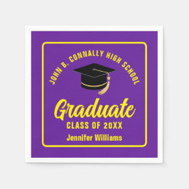 Lila-Gelbe Graduate Custom Graduate Party Serviette