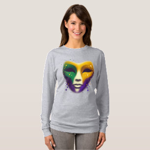 Lila gelbe grüne Mardi Gras Maske T-Shirt