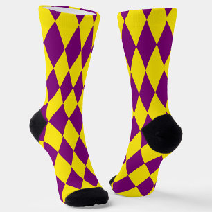 Lila-gelbe Harlekin-Karodesign Socken