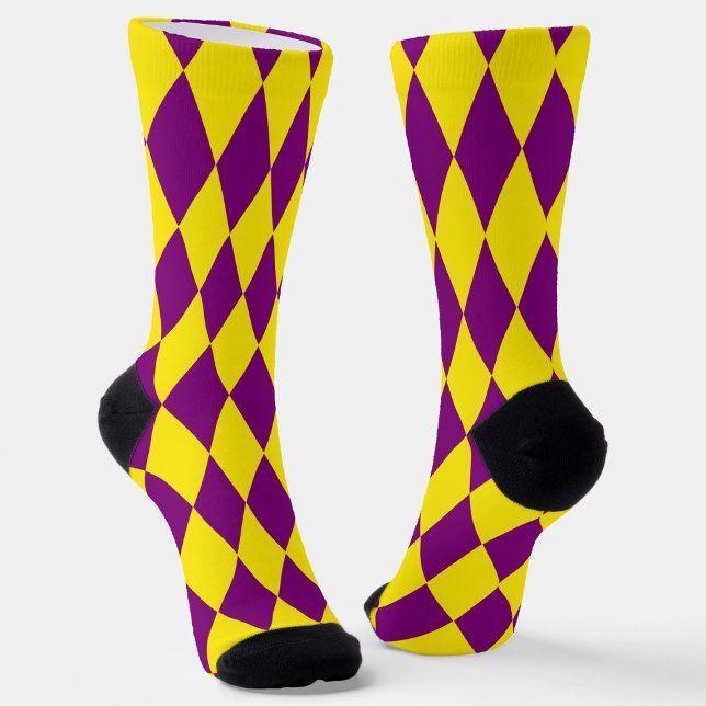 Lila-gelbe Harlekin-Karodesign  Socken (Von Creator hochgeladen)