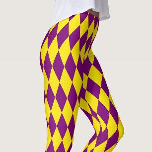 Lila-gelbe Harlekin-Karuomuster Leggings