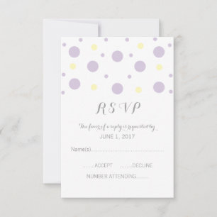 Lila-Gelbe Konfetti-Response-Karte RSVP Karte