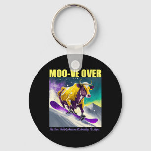 Lila Gelbe Kuh Snowboarden die Schlüsselanhänger
