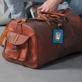 Lila-gelbe Monogram, erste blaue Gepäckanhänger