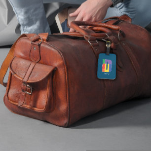 Lila-gelbe Monogram, erste blaue Gepäckanhänger