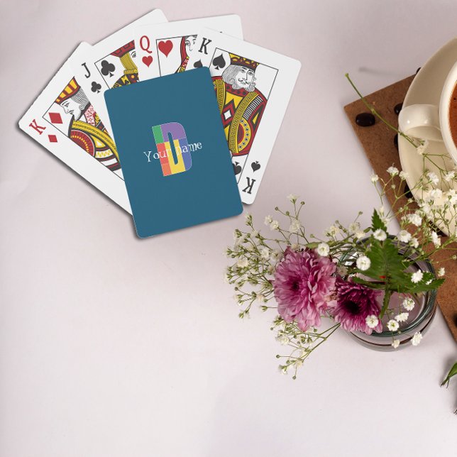 Lila-gelbe Monogram, erste blaue Spielkarten (Von Creator hochgeladen)