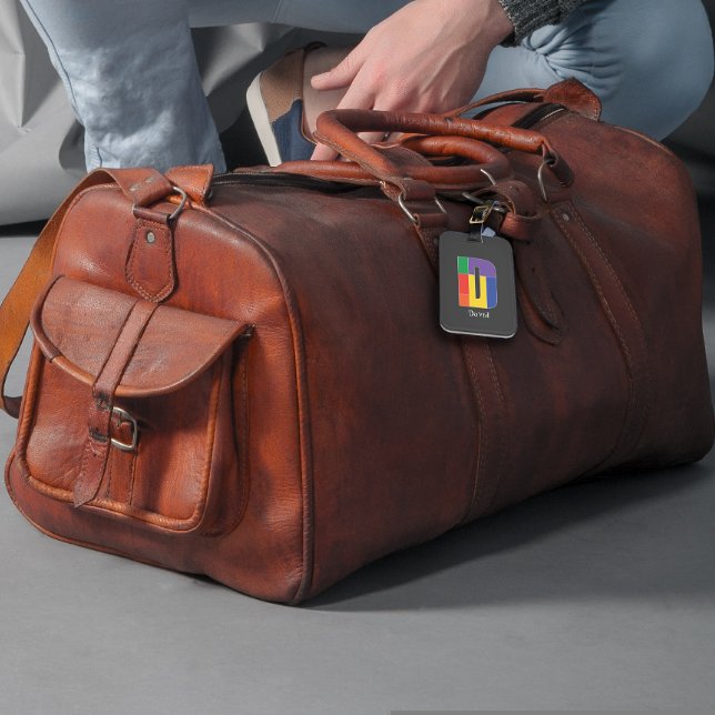 Lila-gelbe Monogram, Initial D grau Gepäckanhänger (Von Creator hochgeladen)