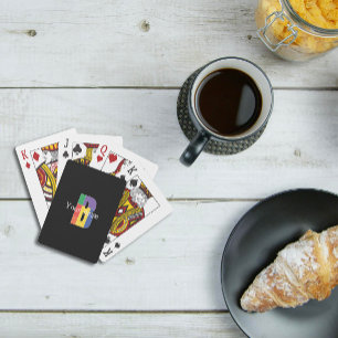 Lila-gelbe Monogram, schwarz Spielkarten