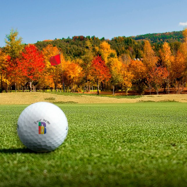 Lila-gelbe Monogramm-Buchstaben B Golfball (Von Creator hochgeladen)